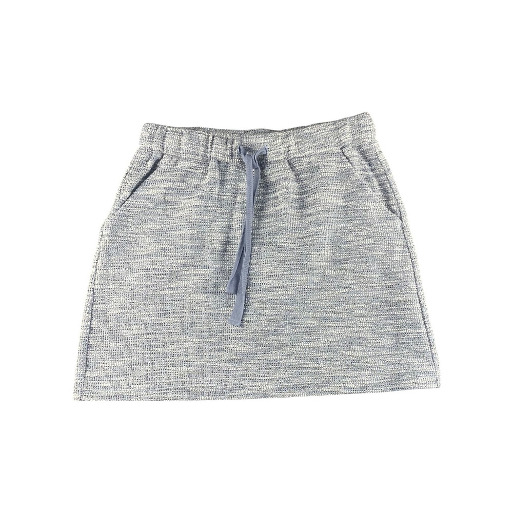 LOFT Textured Knit Skirt Drawstring Waist Pockets Blue White Size M‎